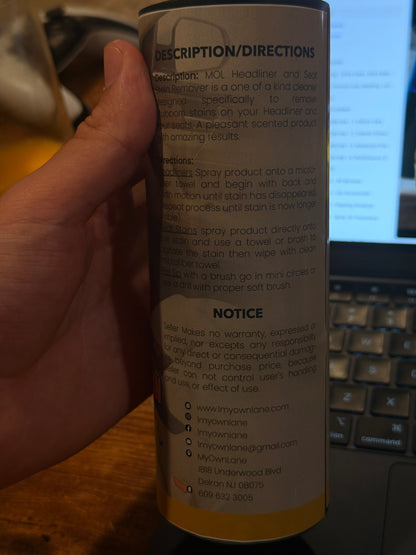 Headliner & Seat Stain Remover